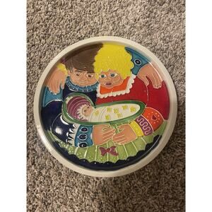 Creazioni Luciano Italy 7.5" Round Ceramic Art Plate Mother Father Baby Family
